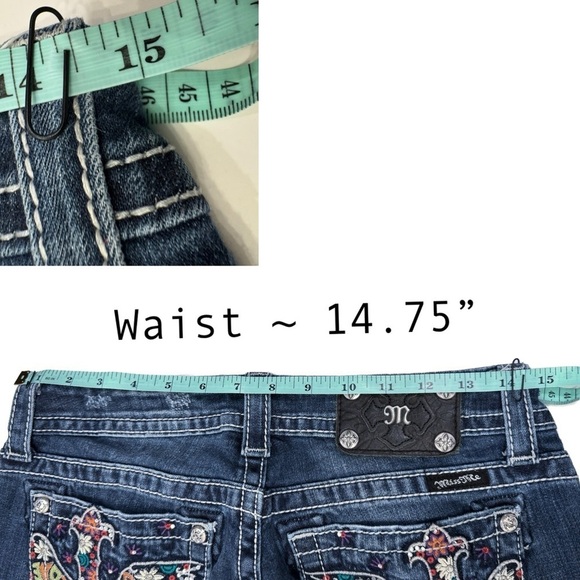 Miss Me JP5727S5 Psychedelic Wing Cross Pocket Skinny Blue Jeans Size 29 - Picture 8 of 13
